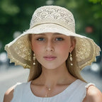 Wide Brim Sun Visor Hats Women's Foldable Fisherman Hat Breathable Beach Sun Hat for Camping Traveling