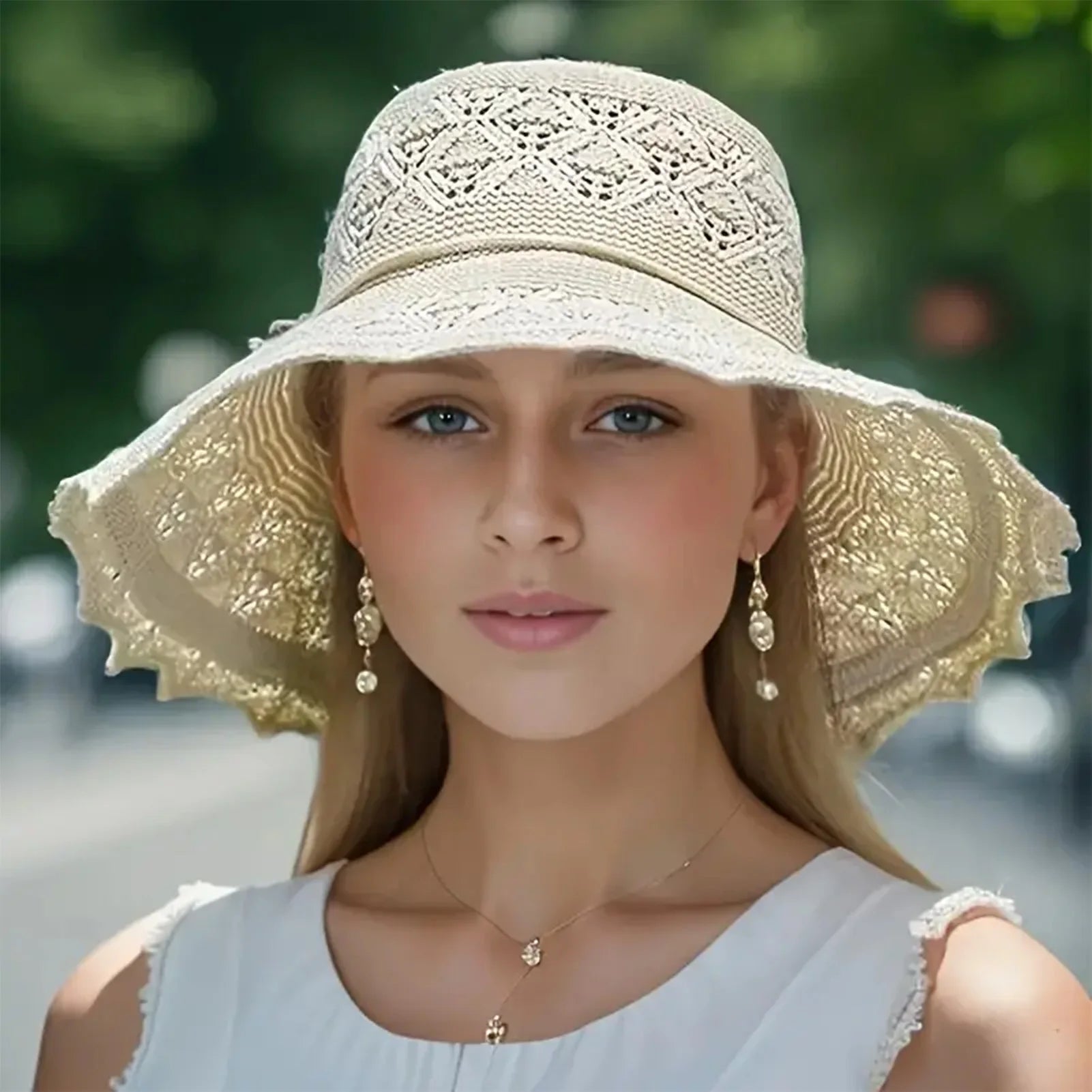 Wide Brim Sun Visor Hats Women's Foldable Fisherman Hat Breathable Beach Sun Hat for Camping Traveling