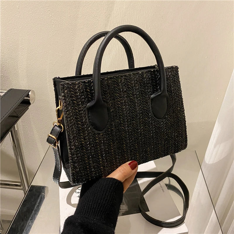 Summer Net Red Grass Woven Bag Crossbody Bag New Fashion Japanese Small Fresh Flower Woven Handbag Shoulder Bag