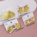 6/8/12/24/36/48Pairs Fashion Stainless Steel Earrings For Women Mix Style Trendy Heart Flowers Shell Daily Jewelry Party Gifts