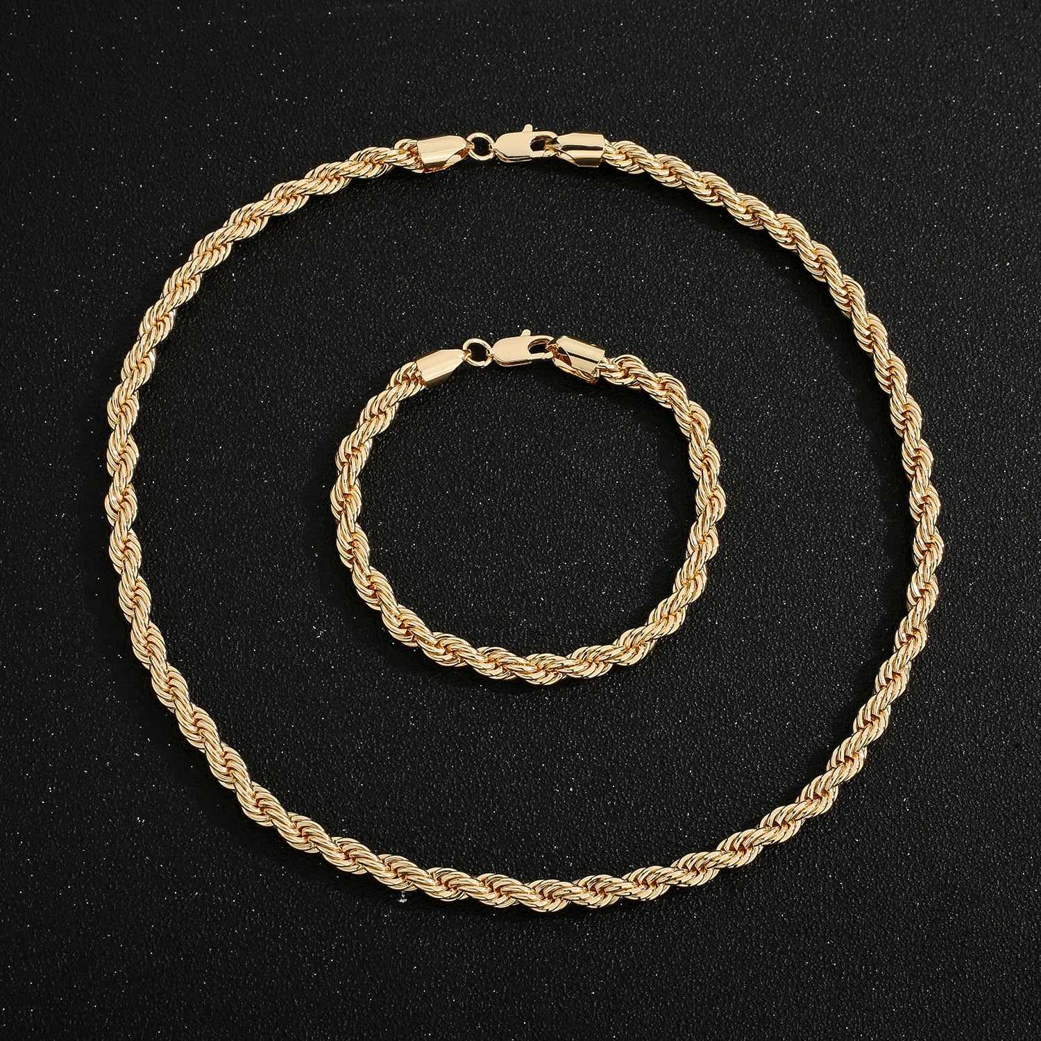 Vct 4Mm/6Mm/8Mm/10Mm Rope Chain Bracelet and Pendant Necklace for Men and Women 14K Gold Plated Jewelry Wholesale Free Shipping