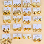 6/8/12/24/36/48Pairs Fashion Stainless Steel Earrings For Women Mix Style Trendy Heart Flowers Shell Daily Jewelry Party Gifts