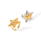 Y2K Star Open Ring for Women Gold Plated Hypoallergenic Adjustable Stainless Steel Fashion Party Jewelry Valentine's Day Gifts