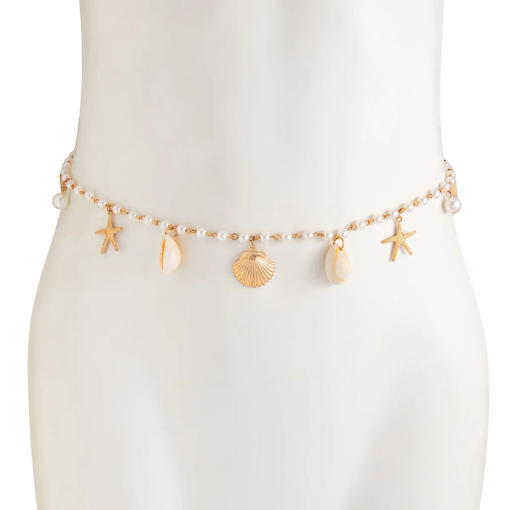 Bohemia Imitation pearl Waist Belly Chain Starfish Pendant For Women Fashion Summer Beach Waistband Bikini Beads Jewelry Y035