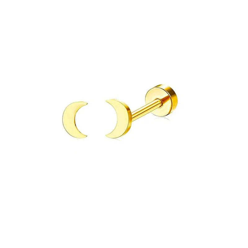 2PCS/Set Stainless Steel Gold Flower Cross Stud Earrings for Women Cute Mini Pearl Earrings Tragus Cartilage Piercing Jewelry