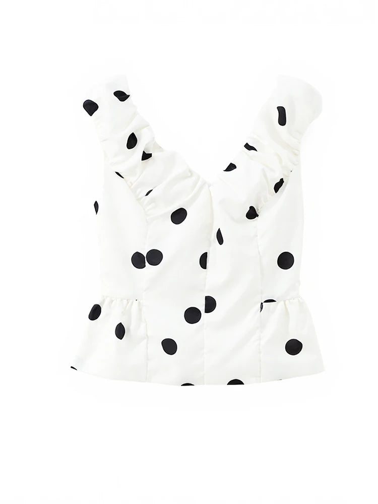 Polka Dot Halter Mini Dress Women Fashion Backless Sleeveless Off-shoulder Hollow Out Slim Short Vestidos 2026 Lady Party Gown