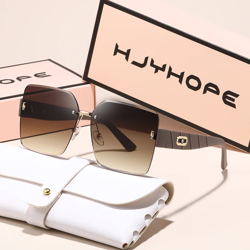 HJYHOPE Small Fresh Square Rimless Sunglasses Women Men High Quality Brand Sun Glasses Beach Party Male Female Glasses UV400
