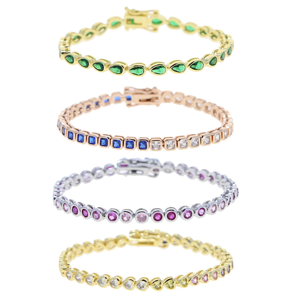 Geometric CZ Bezel Tennis Bracelet For Women Girl Classic Fashion High Quality 5A Cubic Zirconia Jewelry