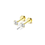 2PCS/Set Stainless Steel Gold Flower Cross Stud Earrings for Women Cute Mini Pearl Earrings Tragus Cartilage Piercing Jewelry