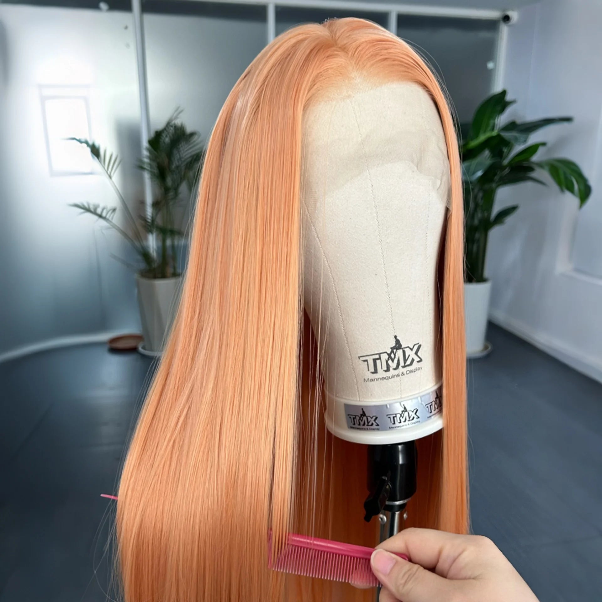 Long Silky Straight Wigs for Women Synthetic Lace Front Wig Light Orange Ginger Colored 13X4 Frontal Cosplay Wig for Daily Party