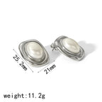 New Products Statement Nature Stone Tiger-eye Earrings Waterproof Gold Plated Stainless Steel Pearl Stud Earrings for Women