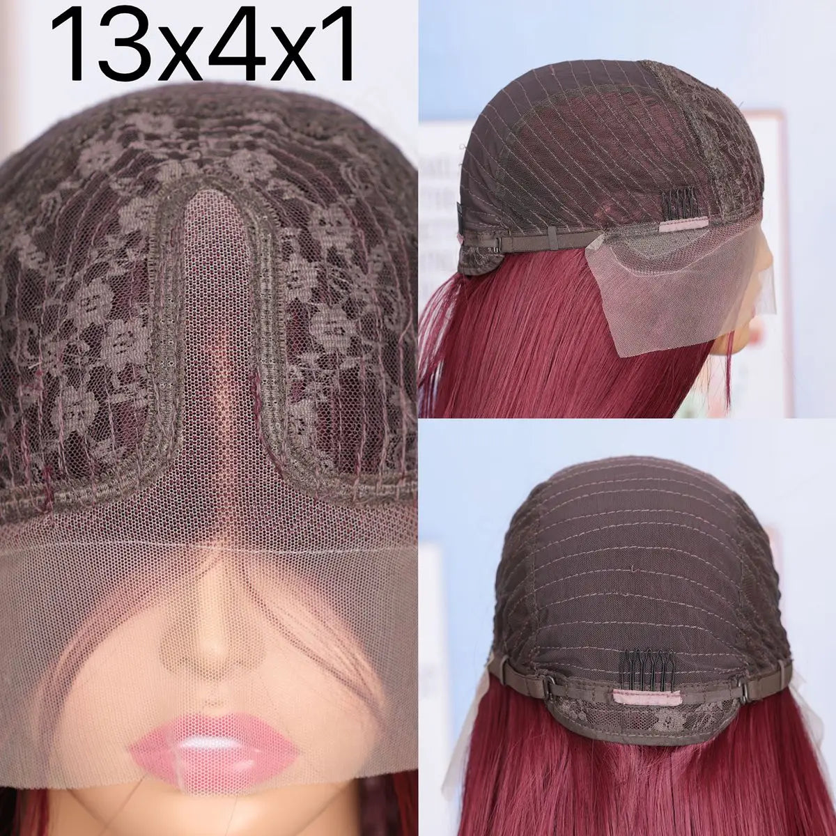 Red Burgundy 99J Color Deep Wave 13X4X1 HD Full Lace Front Wigs Preplucked With Baby Hair Wedding Cosplay Heat Resistant Fiber