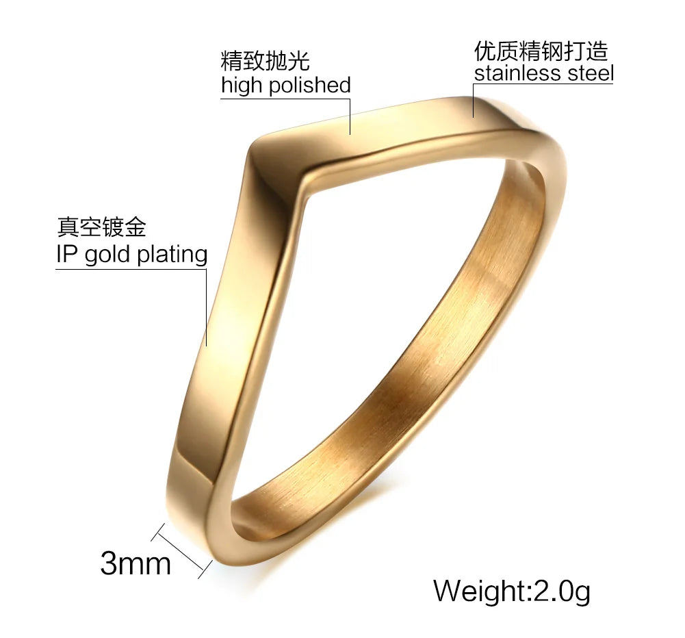 Set of 2 Stacking Ring for WomenStainless Steel 2mm Thin Gold Color Dome Shap Minimalist Jewelry