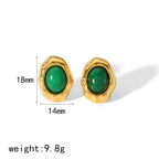 New Products Statement Nature Stone Tiger-eye Earrings Waterproof Gold Plated Stainless Steel Pearl Stud Earrings for Women