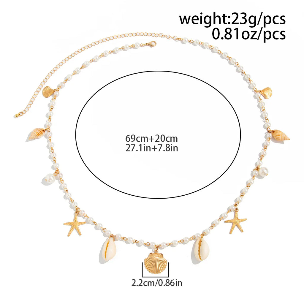 Bohemia Imitation pearl Waist Belly Chain Starfish Pendant For Women Fashion Summer Beach Waistband Bikini Beads Jewelry Y035
