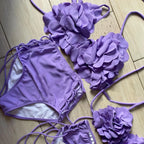 3D Flower Bikini Set Brazilian Biquini Low Waist Swimwear Push Up SwimSuit Women Solid Swimwear Sexy Beach Wear Female