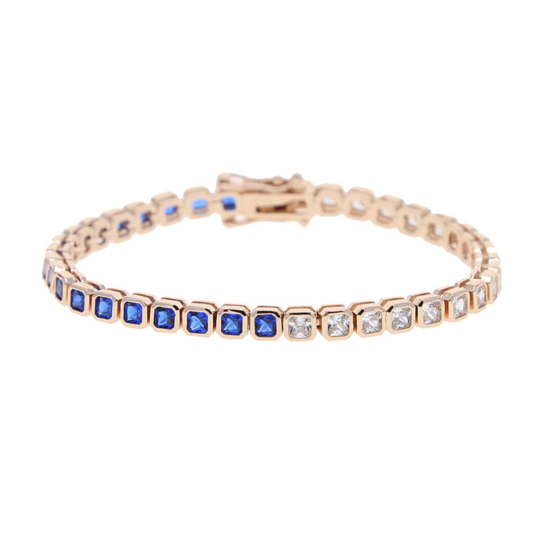 Geometric CZ Bezel Tennis Bracelet For Women Girl Classic Fashion High Quality 5A Cubic Zirconia Jewelry
