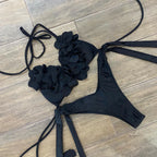 3D Flower Bikini Set Brazilian Biquini Low Waist Swimwear Push Up SwimSuit Women Solid Swimwear Sexy Beach Wear Female