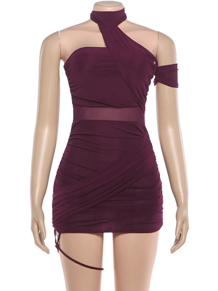 Chic Yellow Gauze Pleated Strapless Dress Women Sleeveless Off Shoulder Slim Short Dresses 2026 Lady Evening Party Vestidos New