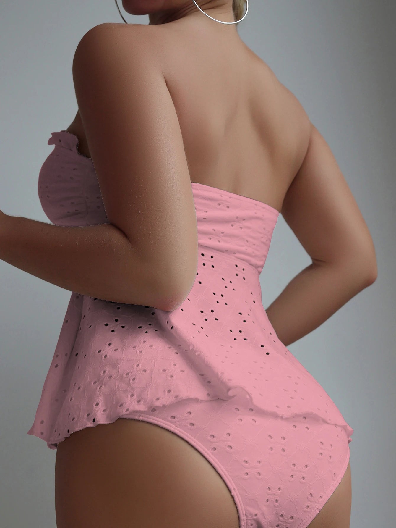 Bow Tie Patchwork Bikinis Set Off The Shoulder Female Swimsuit Hollow Out Women Swimwear Solid High Waist Bathing Suit Biquini