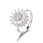 Anti Stress Anxiety Fidget Rings for Women Stainless Steel Sunflower Sun Star Spinner Ring Christmas Jewelry Gifts Dropshipping