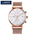 LOREO Luxury Brand Silver Steel Quartz Men Steel Watch Waterproof 3ATM Luminous Watches Calendar Watch Dropshipping 2023