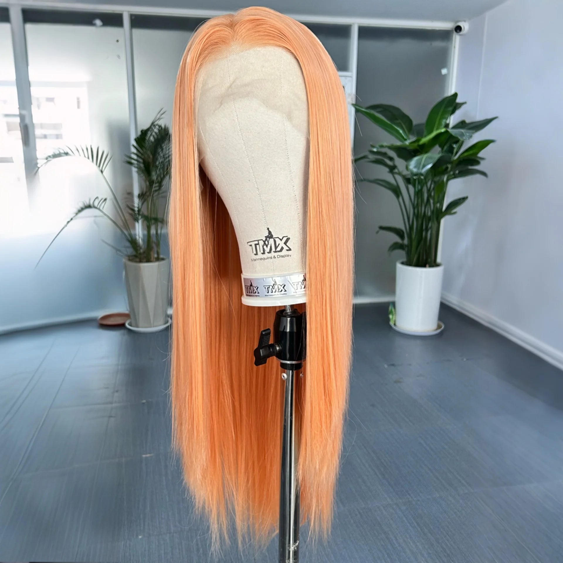 Long Silky Straight Wigs for Women Synthetic Lace Front Wig Light Orange Ginger Colored 13X4 Frontal Cosplay Wig for Daily Party