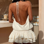 Women Y2K Clothes Halter Dresses Sweetown Slim Fit Trendy Solid French Causal Simple Backless Sexy Dresses For Beach Vacation