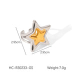 Y2K Star Open Ring for Women Gold Plated Hypoallergenic Adjustable Stainless Steel Fashion Party Jewelry Valentine's Day Gifts