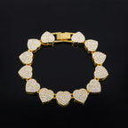 ZAKOL 45CM New Hip Hop Tennis Chain Bracelet Necklace Shiny Heart Rhinestone CZ Fashion Rock Party Jewelry Set
