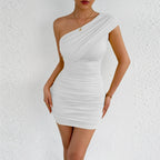Chic Yellow Gauze Pleated Strapless Dress Women Sleeveless Off Shoulder Slim Short Dresses 2026 Lady Evening Party Vestidos New