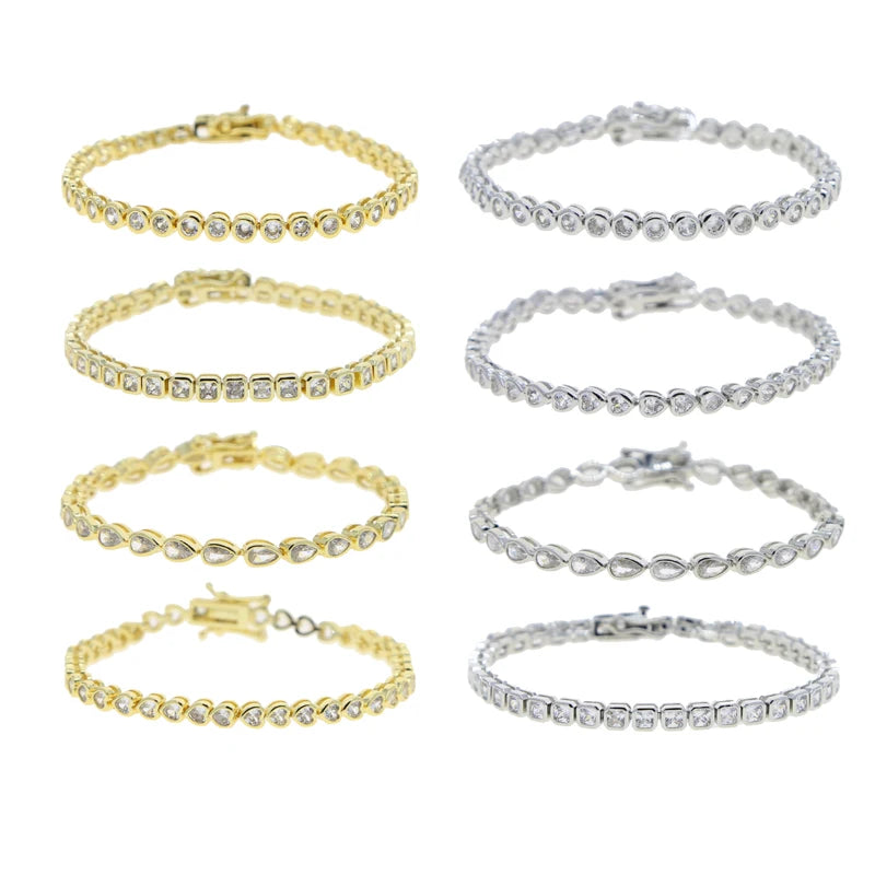 Geometric CZ Bezel Tennis Bracelet For Women Girl Classic Fashion High Quality 5A Cubic Zirconia Jewelry