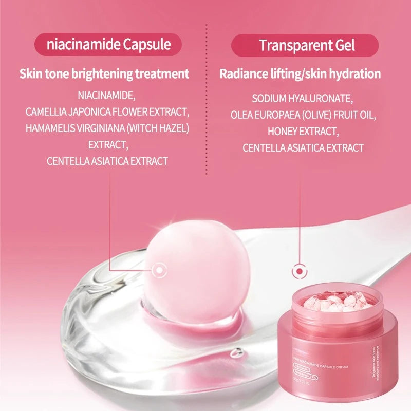 Korean PDRN Pink Collagen Capsule Cream with Niacinamide Cream for Uneven Skin Tone Lightweight Face Moisturizer Non Greasy care