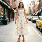 Suninheart Summer Clothes for Women Midi Elegant Dress 2025 New Arrivals White Floral Print Holiday Dress