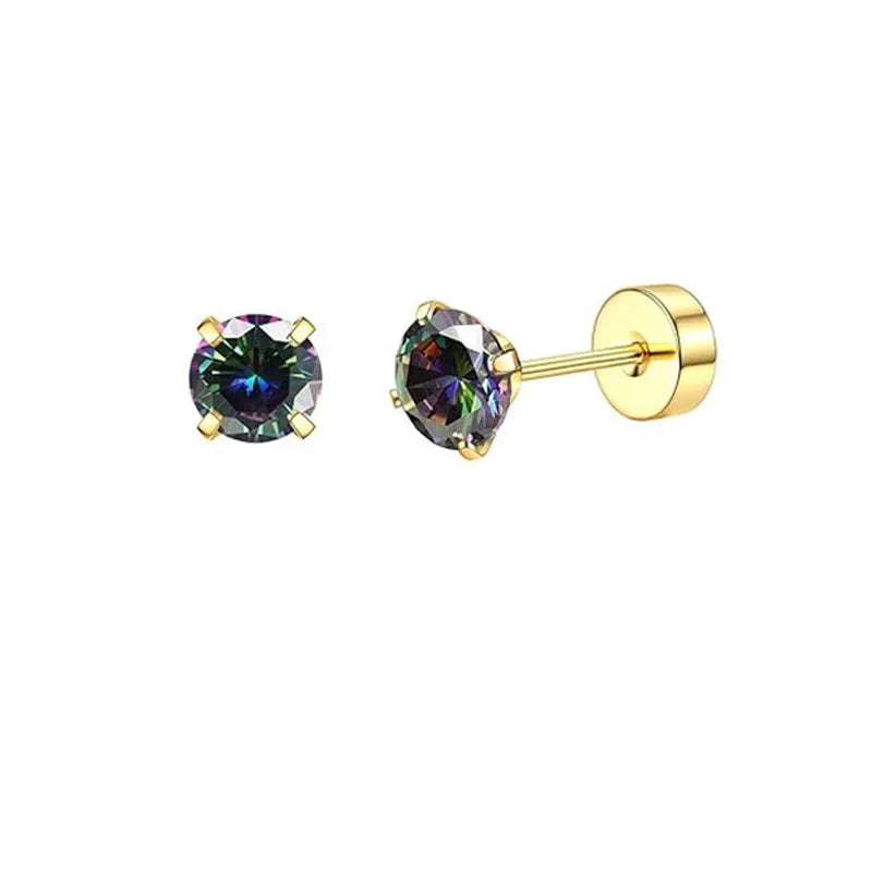 2PCS/Set Stainless Steel Gold Flower Cross Stud Earrings for Women Cute Mini Pearl Earrings Tragus Cartilage Piercing Jewelry