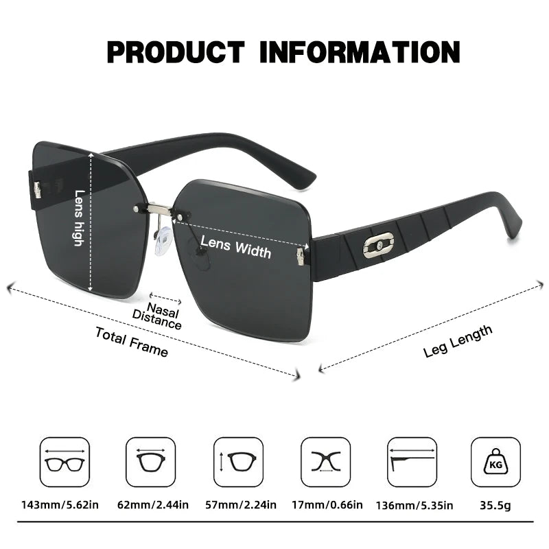HJYHOPE Small Fresh Square Rimless Sunglasses Women Men High Quality Brand Sun Glasses Beach Party Male Female Glasses UV400