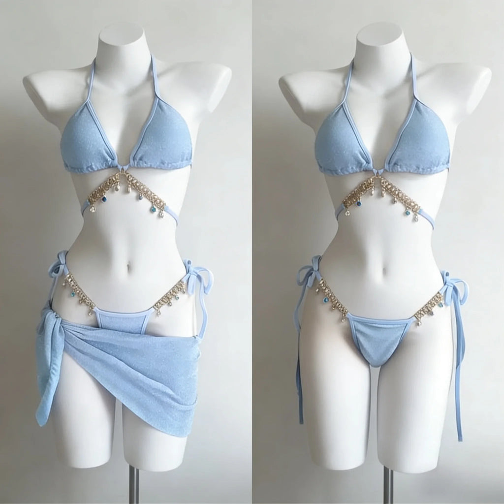 Vintage Striped Triangle Bikini Set High Cut Leg Two Piece Swimwear Stylish Quick Dry Beach Bathing Suit Holiday Swimming New