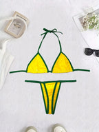 2026 new summer Brazilian flag contrasting bikini retro sexy fashion sports trend fashion backless split niche spicy girl set