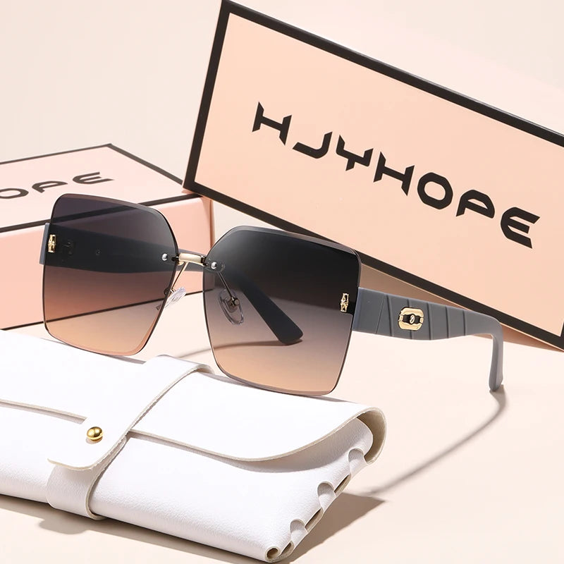HJYHOPE Small Fresh Square Rimless Sunglasses Women Men High Quality Brand Sun Glasses Beach Party Male Female Glasses UV400