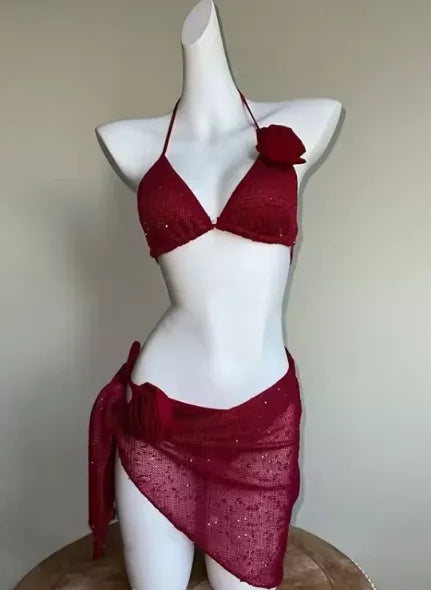 Vintage Striped Triangle Bikini Set High Cut Leg Two Piece Swimwear Stylish Quick Dry Beach Bathing Suit Holiday Swimming New