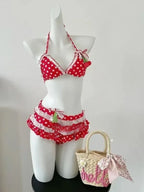 Vintage Striped Triangle Bikini Set High Cut Leg Two Piece Swimwear Stylish Quick Dry Beach Bathing Suit Holiday Swimming New