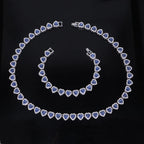 ZAKOL 45CM New Hip Hop Tennis Chain Bracelet Necklace Shiny Heart Rhinestone CZ Fashion Rock Party Jewelry Set