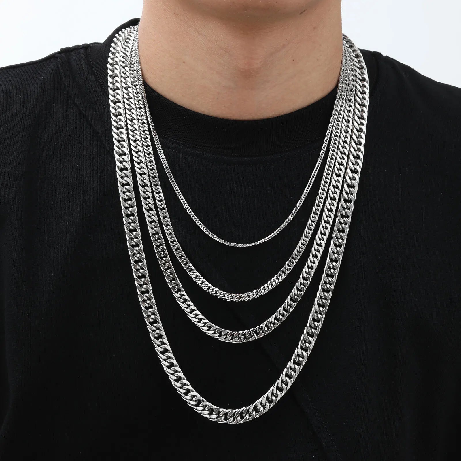 3mm/5mm/7mm/9mm Chain Stainless Steel Jewelry Link Curb Necklace Gift For Men Women Party Mom Girlfriend Valentine's Day