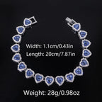 ZAKOL 45CM New Hip Hop Tennis Chain Bracelet Necklace Shiny Heart Rhinestone CZ Fashion Rock Party Jewelry Set