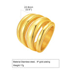 Set of 2 Stacking Ring for WomenStainless Steel 2mm Thin Gold Color Dome Shap Minimalist Jewelry