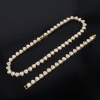 ZAKOL 45CM New Hip Hop Tennis Chain Bracelet Necklace Shiny Heart Rhinestone CZ Fashion Rock Party Jewelry Set
