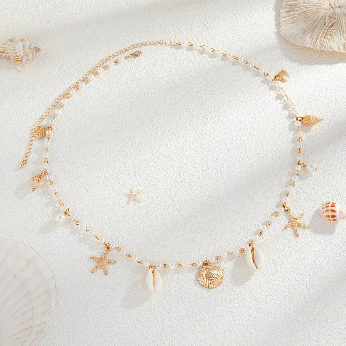Bohemia Imitation pearl Waist Belly Chain Starfish Pendant For Women Fashion Summer Beach Waistband Bikini Beads Jewelry Y035