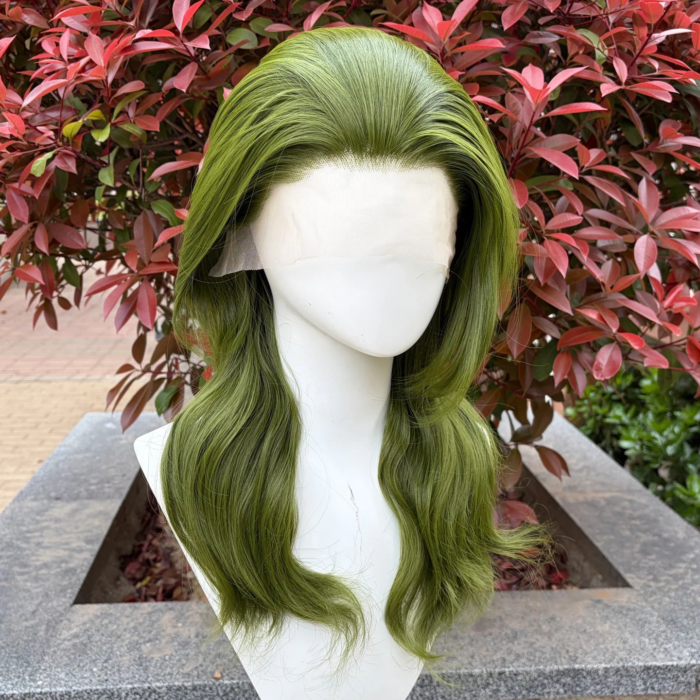 Matcha Green 13X4 Lace Front Wigs Natural Wave Glueless Lace Heat Resistant Fiber Synthetic Hair Wig Mullet Cosplay Wigs