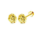 2PCS/Set Stainless Steel Gold Flower Cross Stud Earrings for Women Cute Mini Pearl Earrings Tragus Cartilage Piercing Jewelry