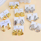 6/8/12/24/36/48Pairs Fashion Stainless Steel Earrings For Women Mix Style Trendy Heart Flowers Shell Daily Jewelry Party Gifts
